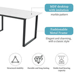 4-6 Seater Extendable Dining Table - Modern White Marble Effect Tabletop with Sturdy Metal Legs