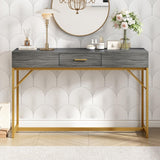 Grey & Gold Console Table with Drawer – Modern Luxury Hallway Table