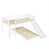 Children's Cabin Bunk Bed with Slide & Ladder — Adjustable Lower Bed for Kids