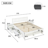 4ft6 Double Wooden Storage Bed with 2 Bedside Tables & 2 Drawers - Sturdy Bed Frame with Reversible Storage Compartments, White