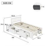 3ft Single Wooden Storage Bed with Bedside Table & 2 Drawers - Sturdy Bed Frame with Reversible Storage Compartments, White