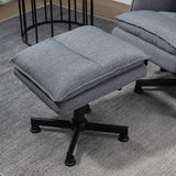 Swivel Recliner Chair and Footstool with Massage, Timer, Steel Base, Upholstered Grey