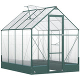 6x8 FT Polycarbonate Greenhouse with Raised Bed, Walk-in, Aluminium Frame