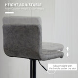 Adjustable Barstools Set of 2, Swivel Counter Bar Chairs with Footrest and Gas Lift, Grey PU Leather