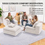 246cm Modular Cloud Sofa with Movable Ottoman - 4 Seater Deep Seat L-Shaped Sofa for Living Room, Bedroom or Apartment