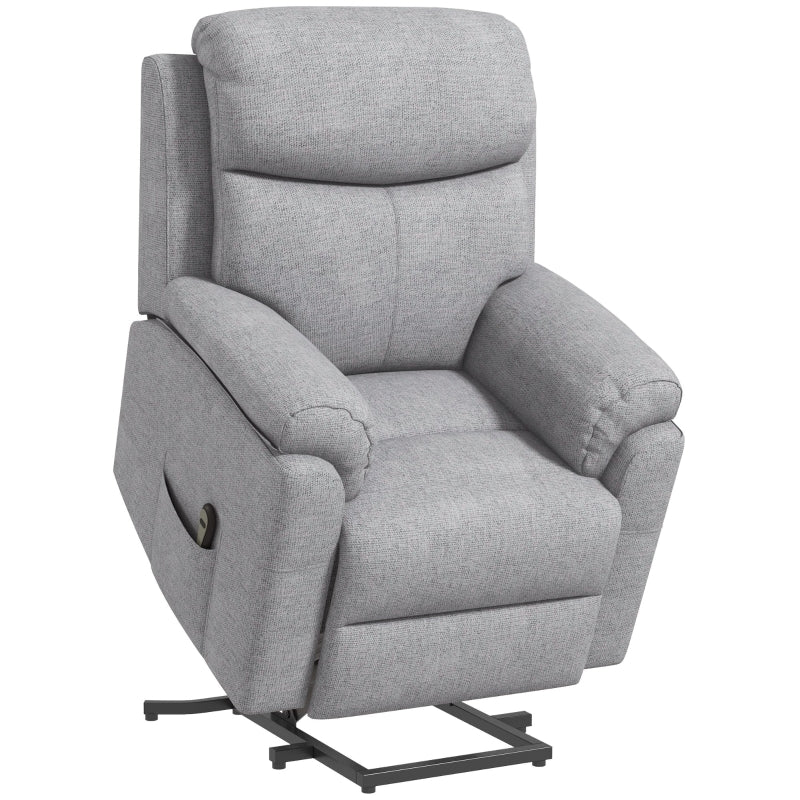 Power Lift Recliner Chair, Electric Lift with Remote Control, Linen Fabric, Grey