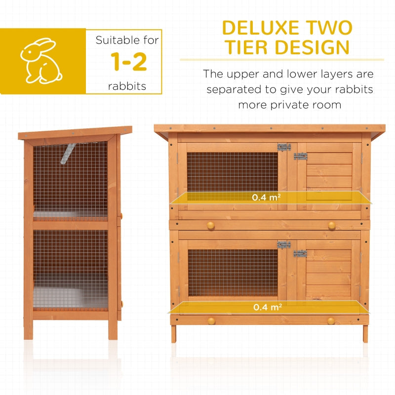 Rabbit Hutch Outdoor Pet Cage with Opening Roof, Wooden