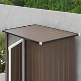 Metal Garden Storage Shed, 5ft x 3ft Sloped Roof Lockable Door, Brown
