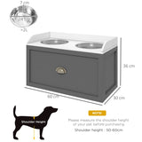 Stainless Steel Raised Dog Bowls with 21L Storage Drawer for Large Dogs - Grey