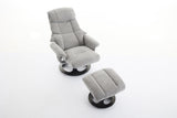 Chenille Upholstered Massage Recliner with Ottoman Footstool, 5 Points Massager, Wood/Metal Base, Grey