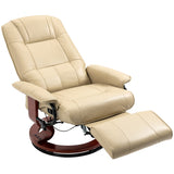 Faux Leather Armchair, 145?? Reclining Back and Footrest - Cream