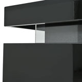 LED Sideboard - High Gloss Cabinet with 2 Doors and 3 Drawers, Black