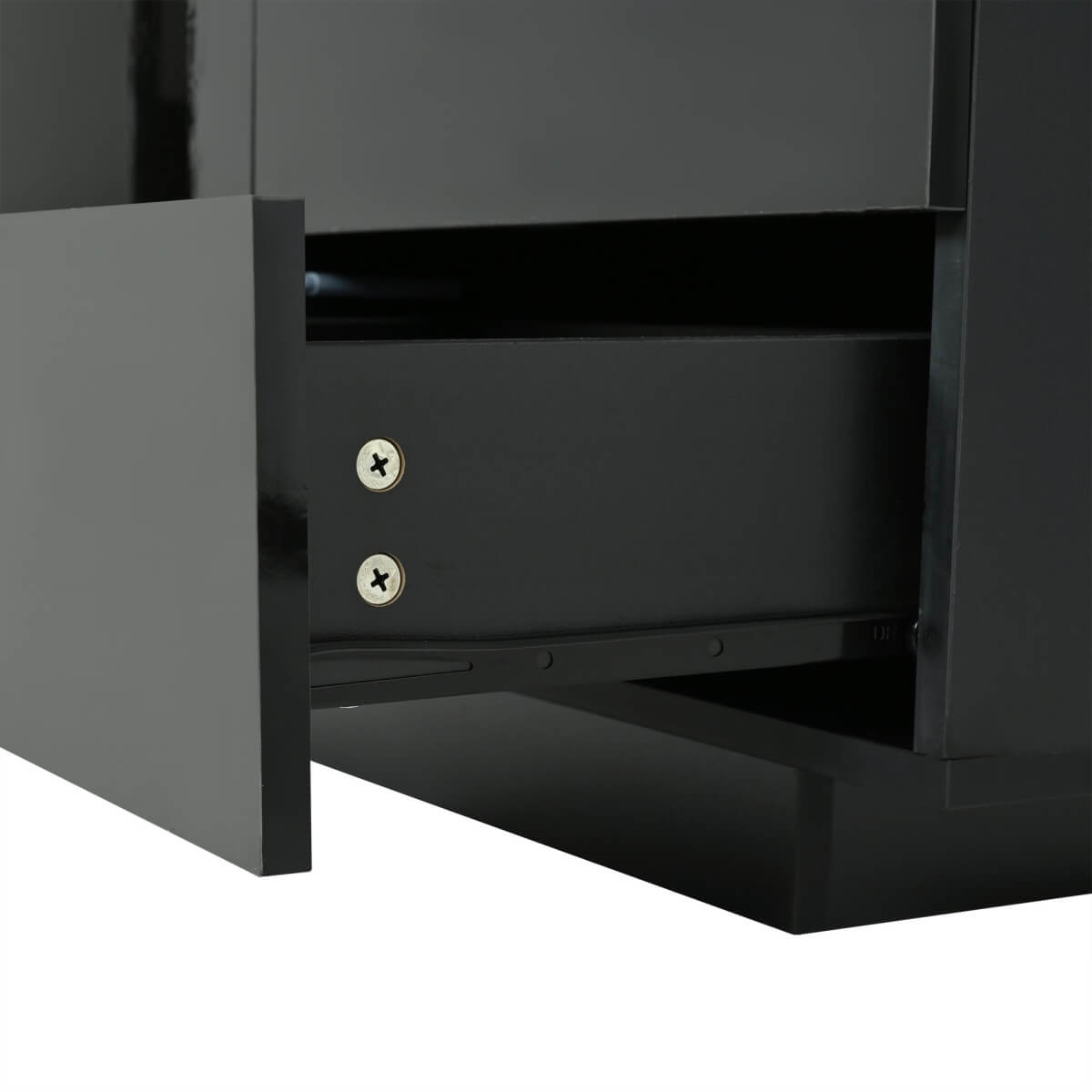 LED Sideboard - High Gloss Cabinet with 2 Doors and 3 Drawers, Black