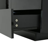LED Sideboard - High Gloss Cabinet with 2 Doors and 3 Drawers, Black