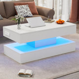 LED Lift Top Coffee Table - Modern Storage Table with Hidden Compartment