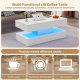 LED Lift Top Coffee Table - Modern Storage Table with Hidden Compartment