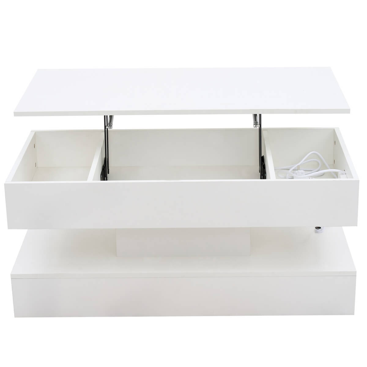 LED Lift Top Coffee Table - Modern Storage Table with Hidden Compartment