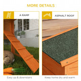 Two-Tier Rabbit Hutch with Run, Ramp, Slide-Out Tray - Orange