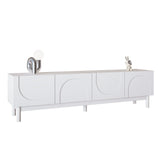 TV Cabinet with Curved Wave-Shaped Doors, Shelves, and Stabilizing Legs