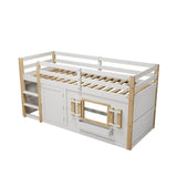 3ft Single Kids Loft Bed with Ladder - Multifunctional Wooden Bed Frame with Under-Bed Play Area, White