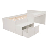 3ft Kids Single Bed with Desk & Drawers – White Wooden Storage Bed for Teens & Adults