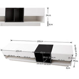 Modern TV Unit with High Gloss White and Black Finish - Lowboard with Drawers, Storage Compartments and Shelves