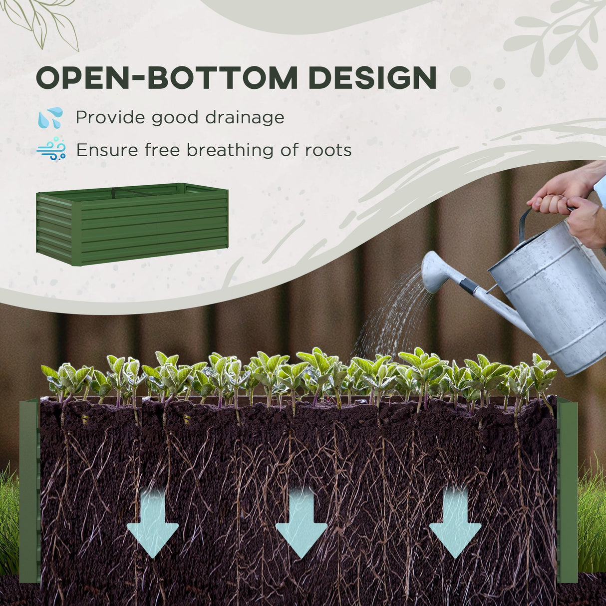 Raised Beds for Garden, 180 x 90 x 59 cm, Galvanised Steel Green