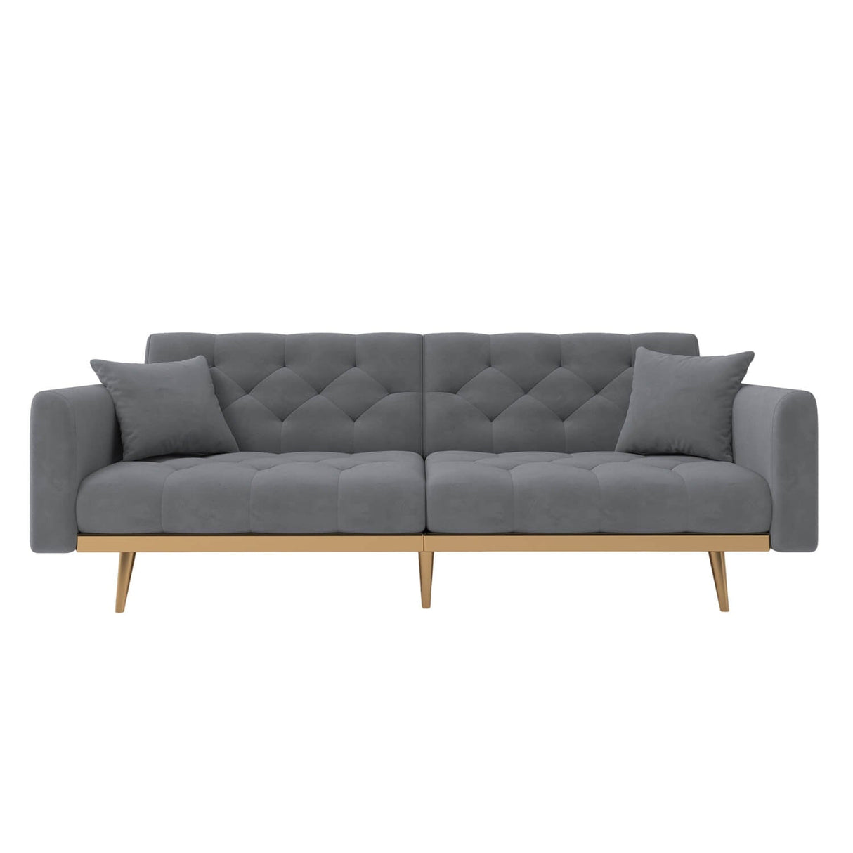Modern Velvet 2-Seater Sofa with Adjustable Backrest - Padded Cushions & Gold Metal Legs for Small Living Rooms