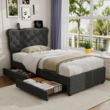 3ft Single Upholstered Bed - USB Charging, Storage Drawers, Adjustable Headboard