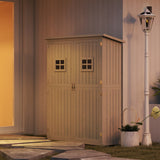 Wooden Garden Shed, Tool Storage Cabinet Outdoor Double Door Organizer, Grey