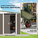 Lean to Metal Garden Shed with Double Sliding Doors and Vents, Grey