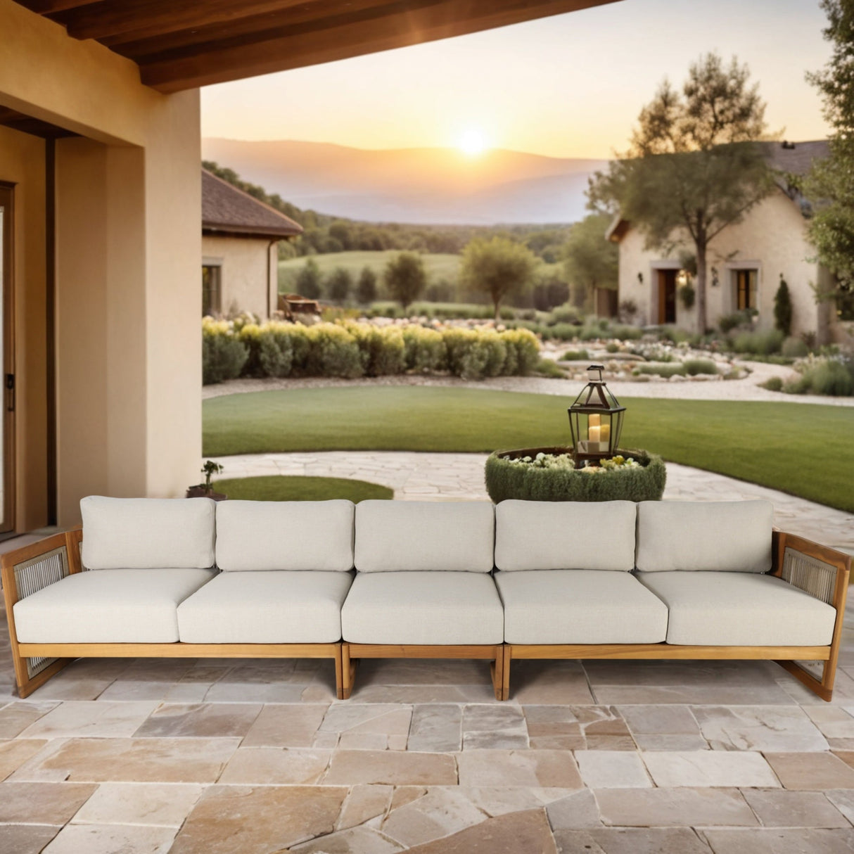 CAVEN Modular 5-Seater Solid Wood Garden Sofa Set - 3-Piece Outdoor Lounge Set