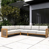 CAVEN Modular 5-Seater Solid Wood Garden Sofa Set - 4-Piece Outdoor Lounge Set