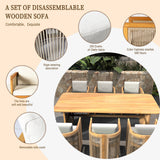 CAVEN Solid Wood Outdoor Dining Set with 2.2m Table & Chairs