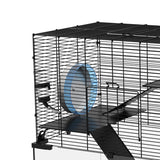 Hamster/Gerbil Cage with Deep Glass Bottom, Non-Slip Ramps, Platforms, Hut, Exercise Wheels, Water Bottle, Dish