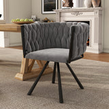 velvet dining chair, single light luxury living room bedroom swivel chair, Leisure swivel chair with four metal support legs, Gray,(OLD SKU:WF310505AAG)