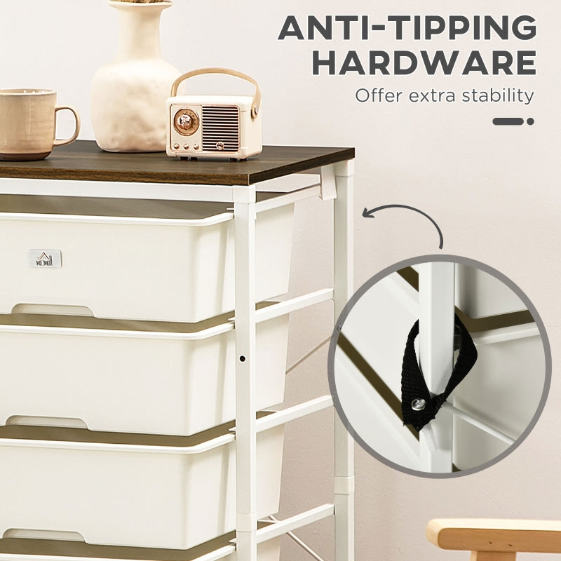 Bedroom Chest of Drawers, 6-Drawer Dresser Tall Storage, White