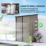 5ft x 3ft Metal Garden Storage Shed, Outdoor Tool Shed, Light Grey