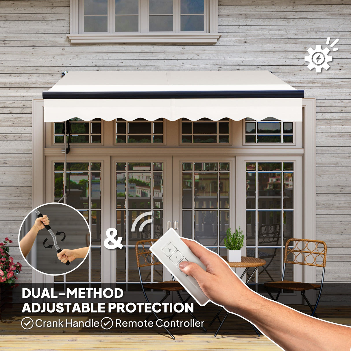 Electric Awning 2.5 x 2m, Remote Control Retractable UV30+ Sun Shade, Aluminium Beige