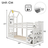 3ft White Wooden Cabin Bunk Bed for Kids - Single Bed with Storage & Window, Pine Wood