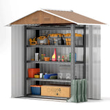 Metal Garden Storage Shed 6.5 x 3.5ft - Brown Wood Effect