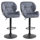 Adjustable Bar Stools Set of 2, Swivel with Back, Dark Grey
