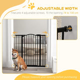 Pressure Fit Dog Stair Gate, Auto Close Adjustable 74-100cm, Black