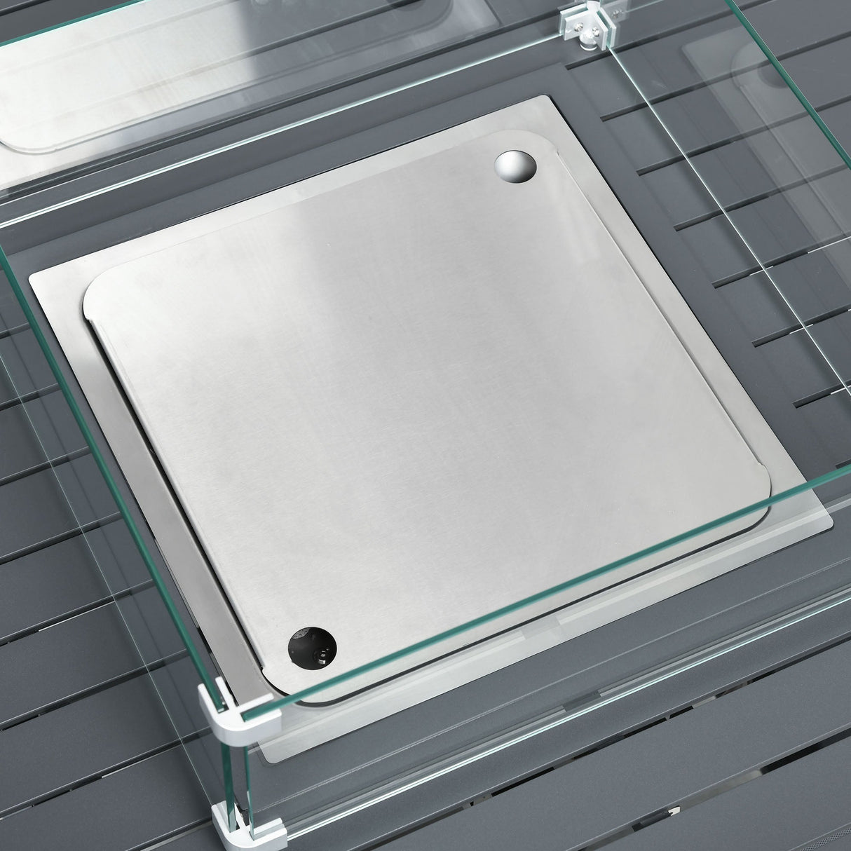 6-Piece Aluminium Garden Furniture Set, Fire Pit Table Outdoor Sofa with Cushions, Grey