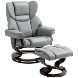 360?? Swivel Recliner Chair with Footstool, Manual Recliner Armchair, PU Leather Light Grey