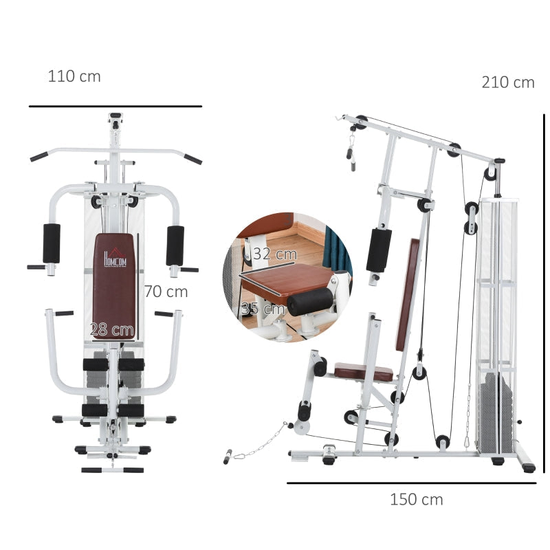 Multifunction Home Gym Weight Training Workout Station, White