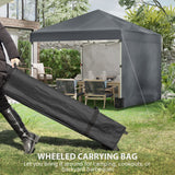 Pop Up Gazebo 3 x 3 (M), UPF 30+, 2 Sidewalls, Leg Weight Bags, Wheeled Bag, Height Adjustable, Dark Grey