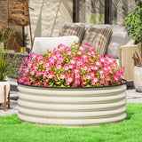 Galvanised Raised Garden Bed with Safety Edging, Outdoor Planter Box, Cream White