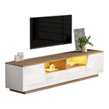 LED TV Stand for 65 Inch TV, Modern Wood Media Console with Storage Drawers, Cabinets and Cable Management, Low Profile Entertainment Center for Living Room Bedroom, White & Oak