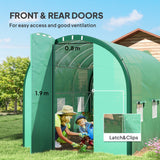 Polytunnel Greenhouse, 3 x 2(m) with Windows and Doors - Green